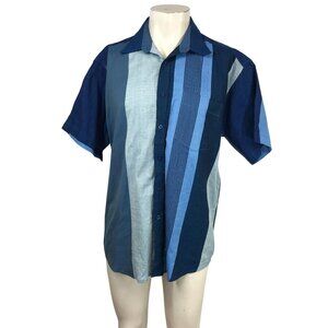 BAREFOOT - MEN'S 16 1/2 BLUE SHORT SLEEVE BUTTON COLLARED COTTON SHIRT